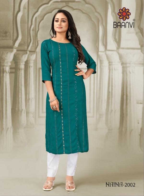 Baanvi Naina 2 Designer Wear Rayon Kurti Collection